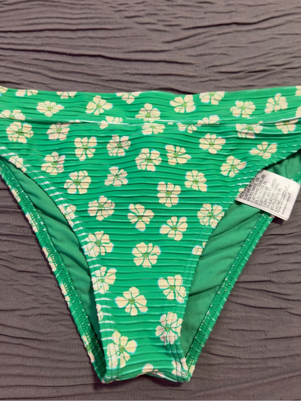 Wrangler X Billabong Green Floral Ribbed Bikini Bottom